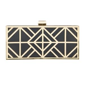 Features
TORY BURCH Fret Clutch Evening Minaudiare (Navy / Gold)